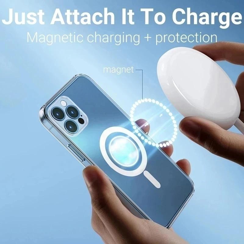 Luxury For Magsafe Transparent Silicone Case For iPhone 15 14 13 12 11 15 Pro Max Phone Cases Clear Bumper Shockproof Soft Cover