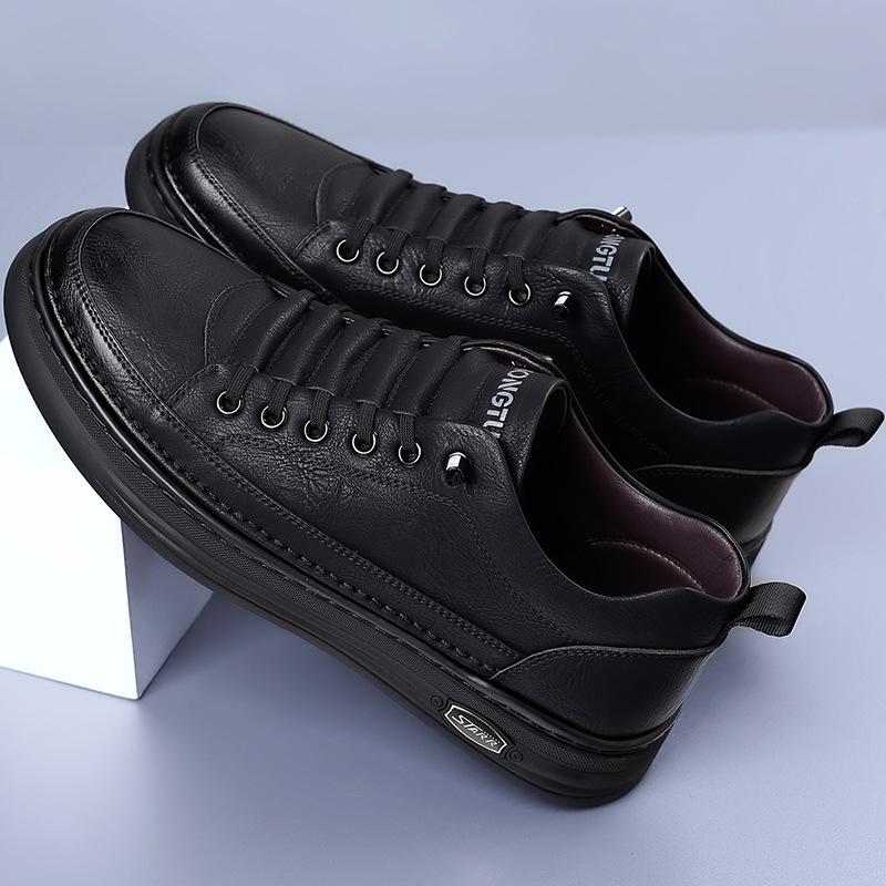 Autumn New Men's Shoes Men's Casual Board Shoes Light Luxury Versatile Soft-soled Casual Leather Shoes Fashion Trendy Shoes