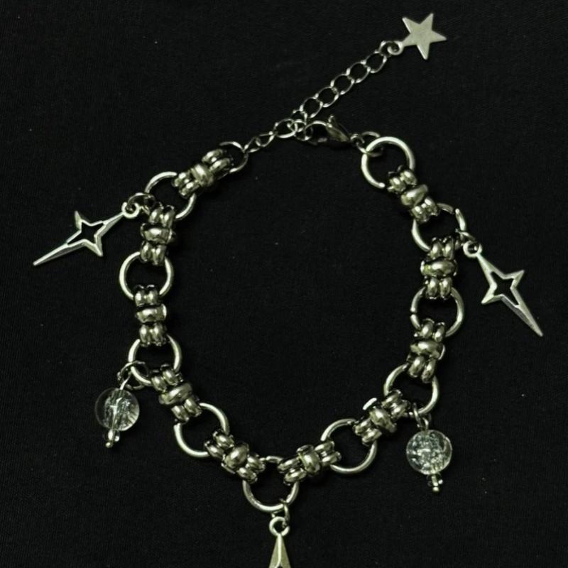 Handgefertigtes Y2K Sternarmband, Sternanhänger, Sternbrand-Armband, Streetstyle-Armband, Punk-Halskette, Y2K-Armband für Männer und Frauen