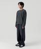 GNOK [Crop] Pigment Henley Neck Long Sleeve T-Shirt [Charcoal]