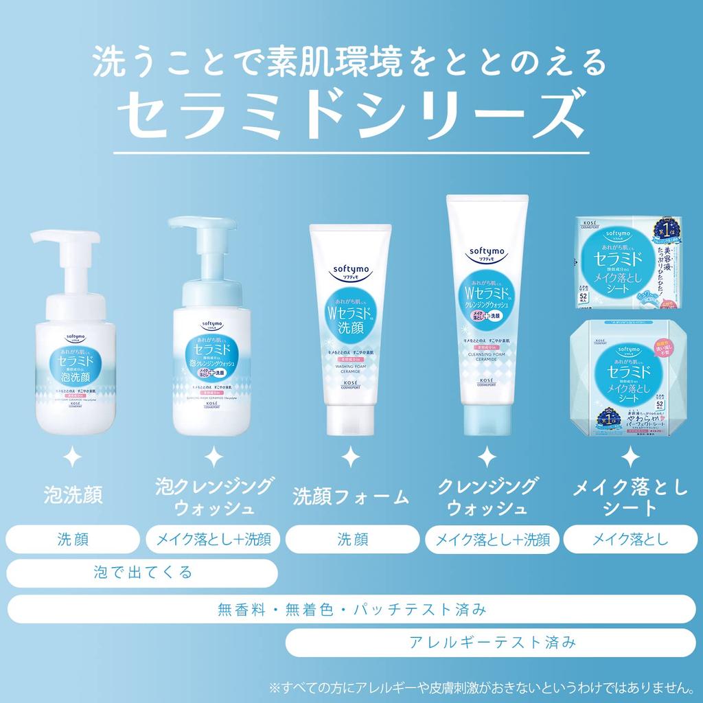 Softymo KOSE Foaming Facial Cleanser Facial Cleanser for Pore Cleansing (Ceramide) Bottle, 150ml,