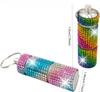 Rhinestones Keychain Pill Case Shiny Portable Pill Box 2 Compartments Easy To Take