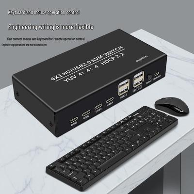 4-Port 4K60Hz HDMI KVM Switch YUV 4:4:4 with Keyboard/Mouse Support