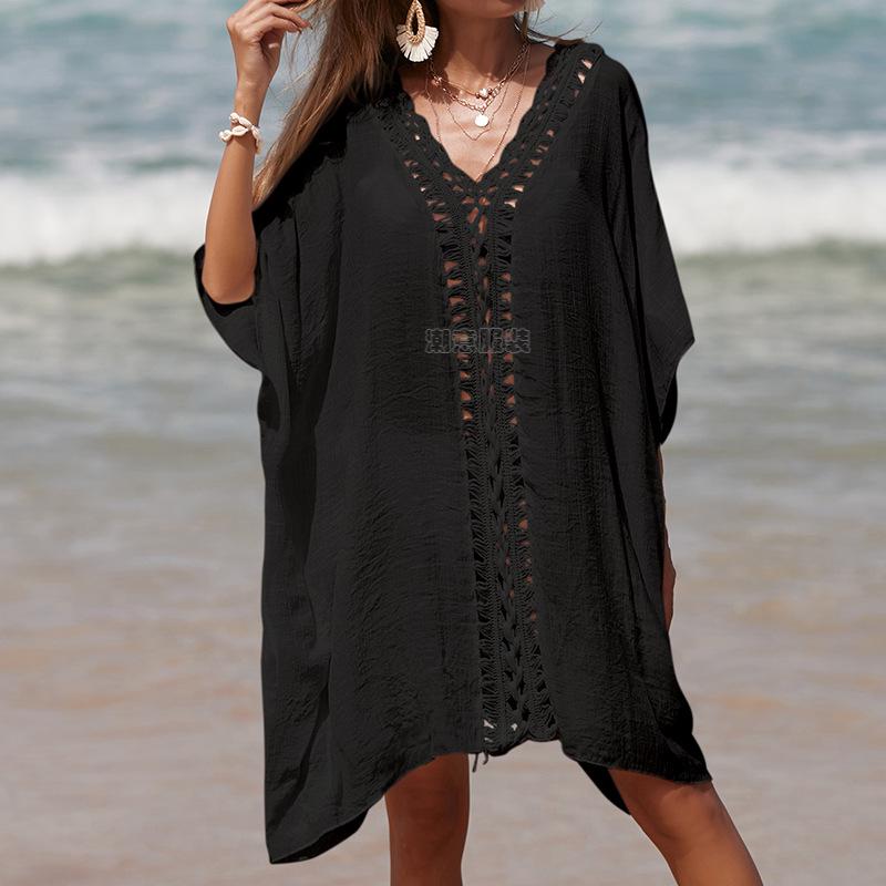 Ručně háčkované plážové přehozy: Průsvitný, Středně dlouhý, Ochrana před sluncem