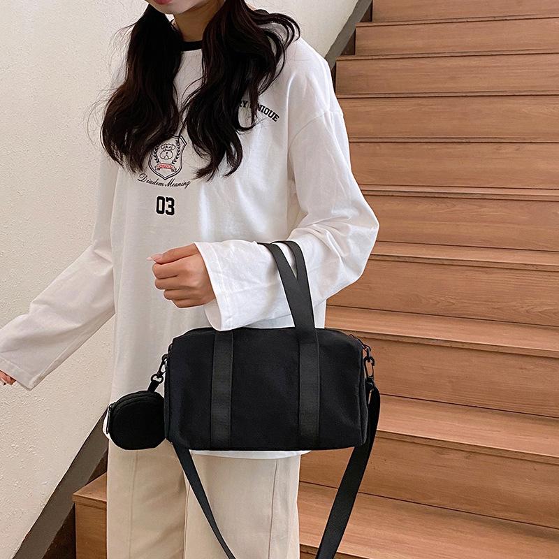 Casual Simple Handbag, Textured Shoulder Bag, Large Capacity, Beautiful Cross-body Travel Fitness Bag