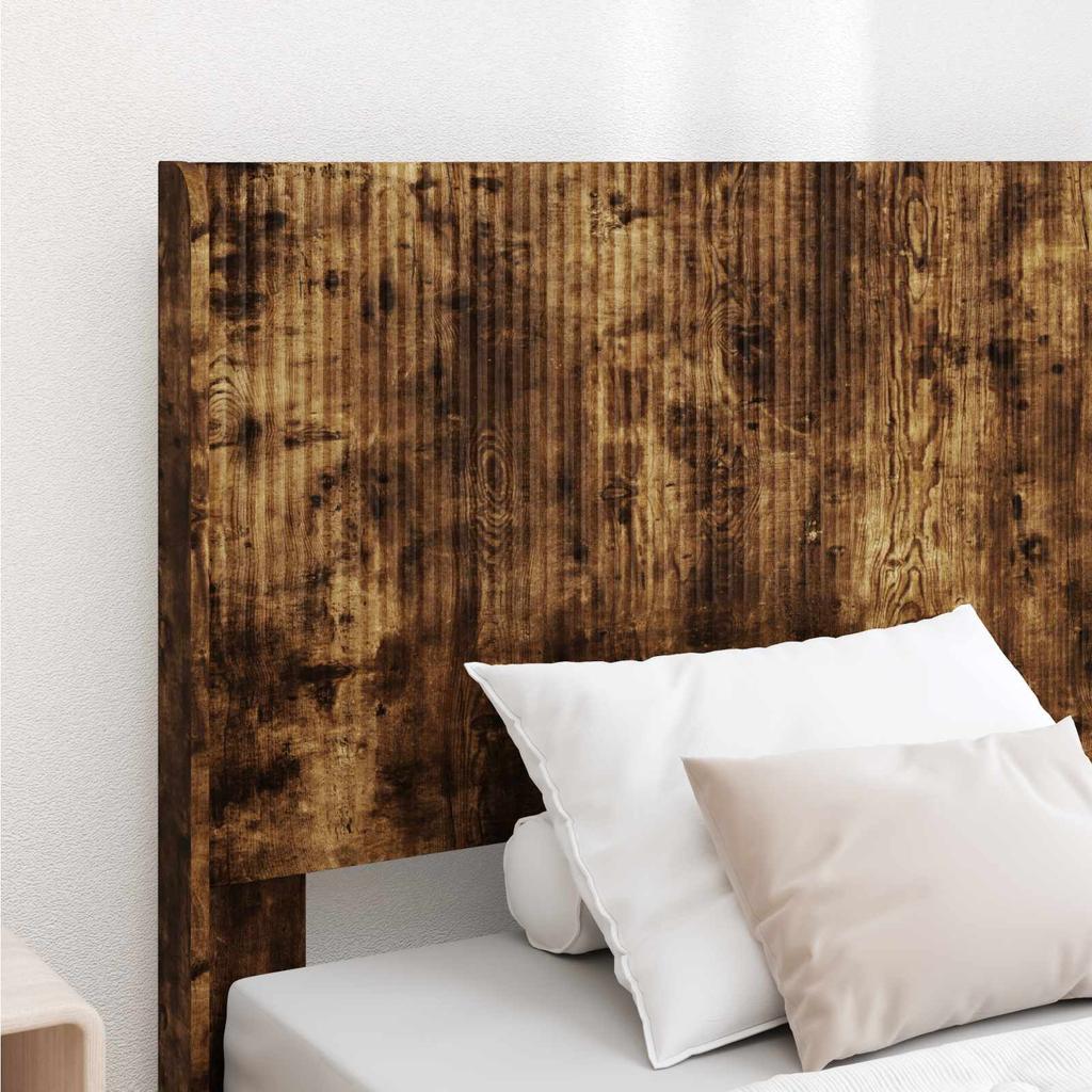 Bed Frame with Storage Space and Headboard Smoked Oak