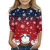 Christmas Children's 3/4 Sleeve Tops Casual  Printed Daily T Shirt Round Neck Pullover Blouse