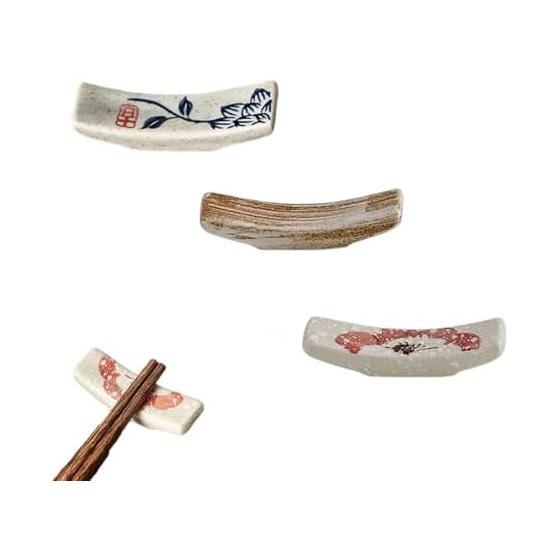 Chopstick Rests, Set of 3, Bridge Design, Cute, Japanese Style, Simple, Modern, Raised Ends, Stable Placement, Non-Slip Bottom, High-Temperature