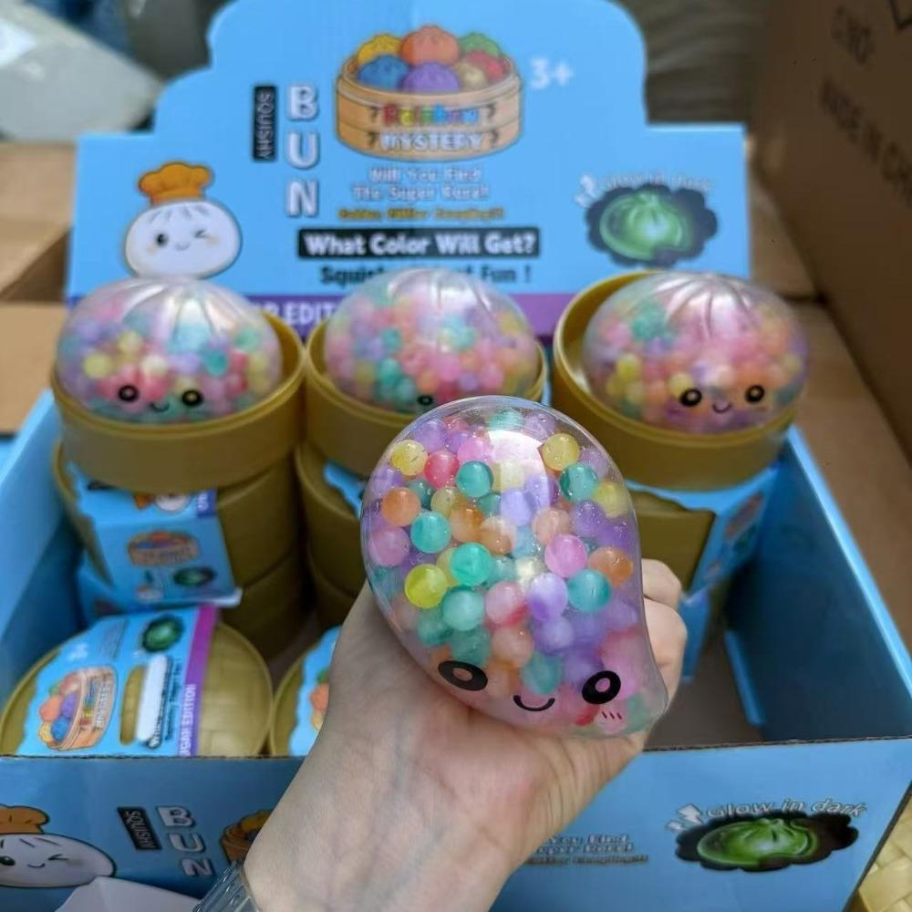 with Steamer Squishy Dumpling Realistic Bun Sensory Fidget Ball Bead Dumpling Squishy Kids Adults colorful