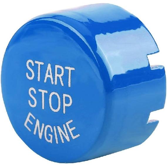Push Switch Button, Engine Switch Cover, Car Engine One-Button Start Button Fitment for F30 G/F Disk Bottom with Start&Stop(Blue)