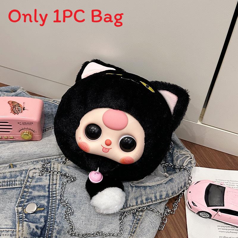 Three Cat Baby Themed Plush Shoulder Bag Outdoor Crossbody Bag Cute Handbag