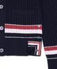Thom Browne Rwb Striped Cotton Baby Cable V-Neck Cricket Cardigan - Navy / Mkc640Ay3014415