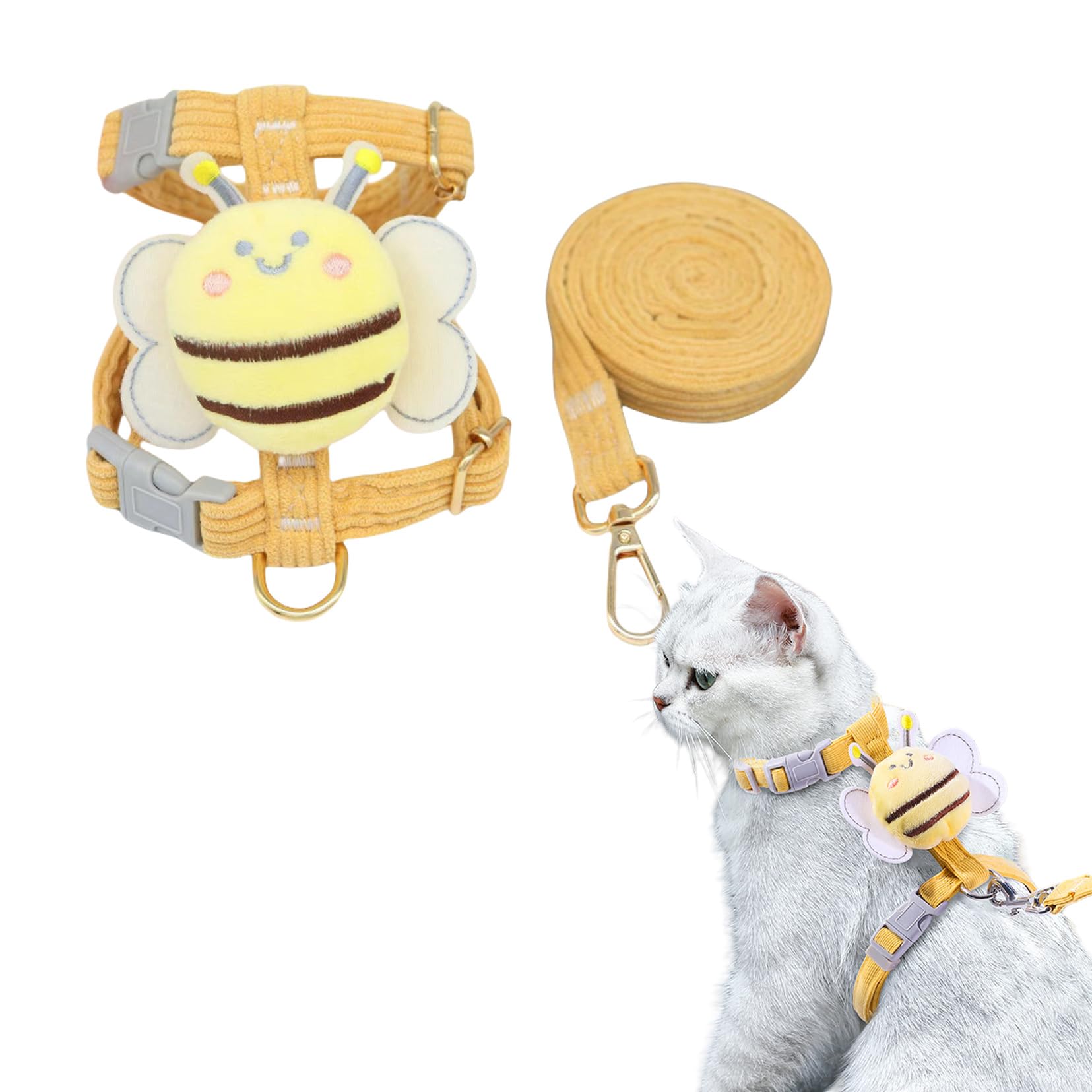 

Pet Harness and Leash Set with Honeybee Easy to Put on and Take Safe for Walks and Suitable for Small and Medium and Puppies Pattern, Adjustable, Off,