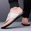 Fashion High Quality Summer Mens Casual Leather Slippers New Outdoor Walking Slippers Fashion Soft Bottom Casual Beach Antiskid Slippers