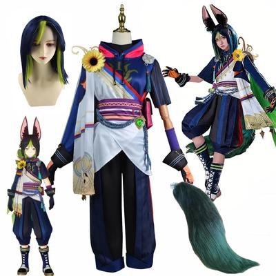 Sumeru Tighnari Cosplay Στολή Genshin Impact Tighnari Περούκα Περούκα Ουρά Αυτιά Πλήρες σετ Φανταχτερά ρούχα αποκριάτικων πάρτι