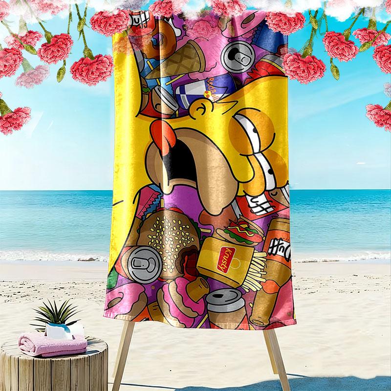 Homer Simpson Art Print Beach Towel, Large Soft Quick Dry Towel for Beach Camping Swimming