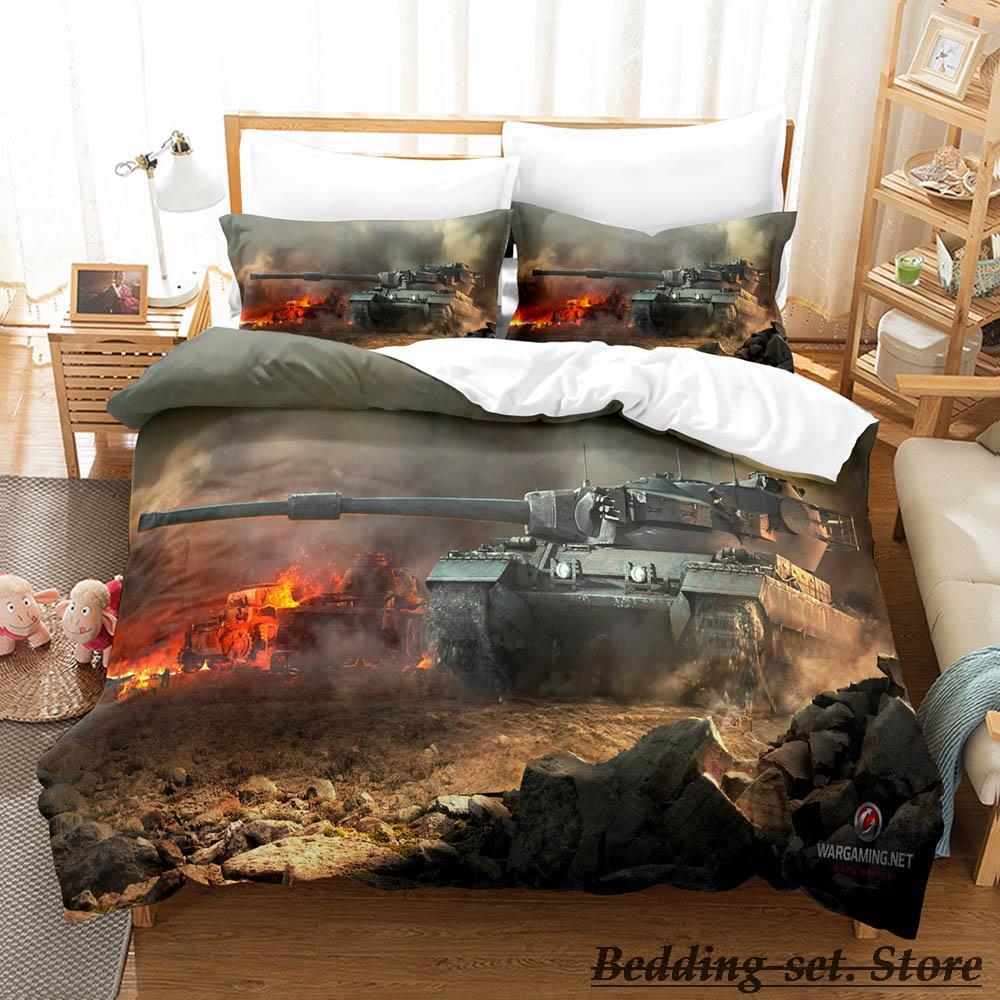 World Of Tanks Bedding Set Single Twin Full Queen King Size Bed Set Adult Kid Bedroom Duvetcover Sets Anime Parure De Lit Bed