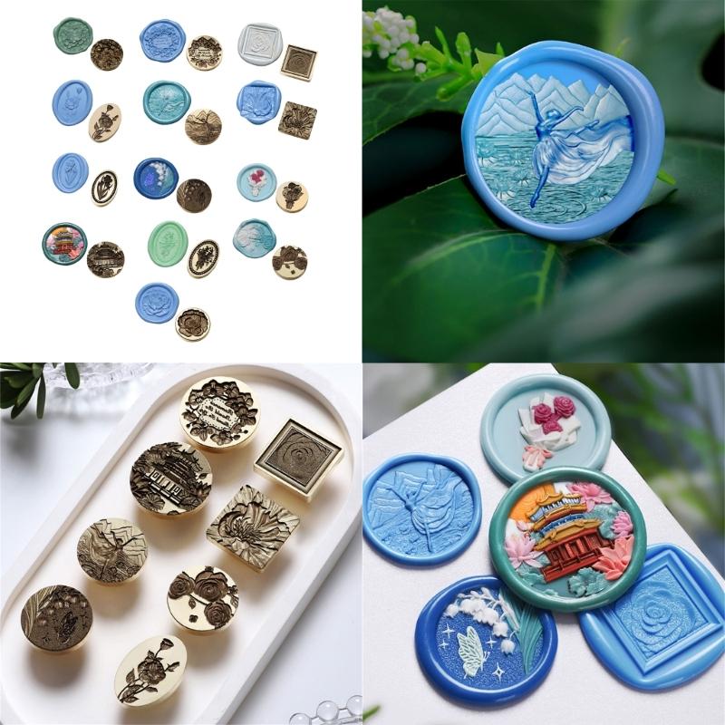 Flower Embossed Wax Seal Stamp Head for Wedding Invitation Envelope, Flower Textured Wax Seal Stamp Head