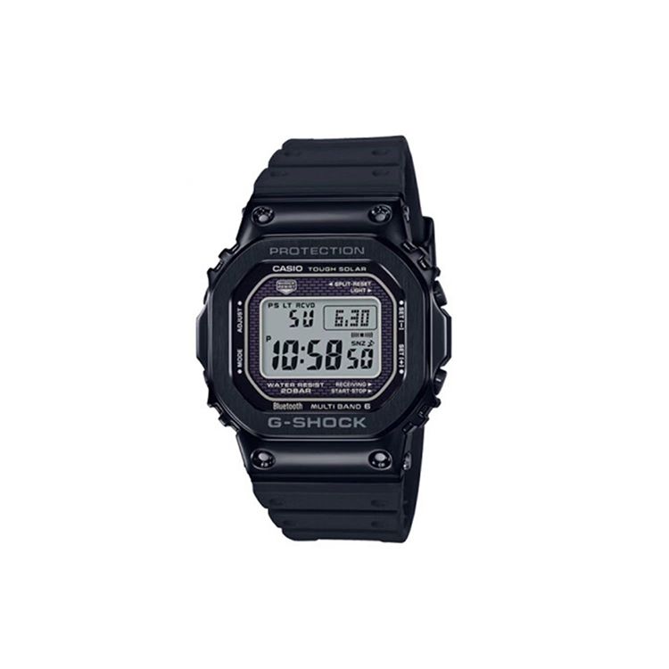 Casio Men's Black Full Metal Six-Channel Radio Wave Reverse Display Solar Quartz Movet Resin Strap Watch Watches Gmw-B5000g-1
