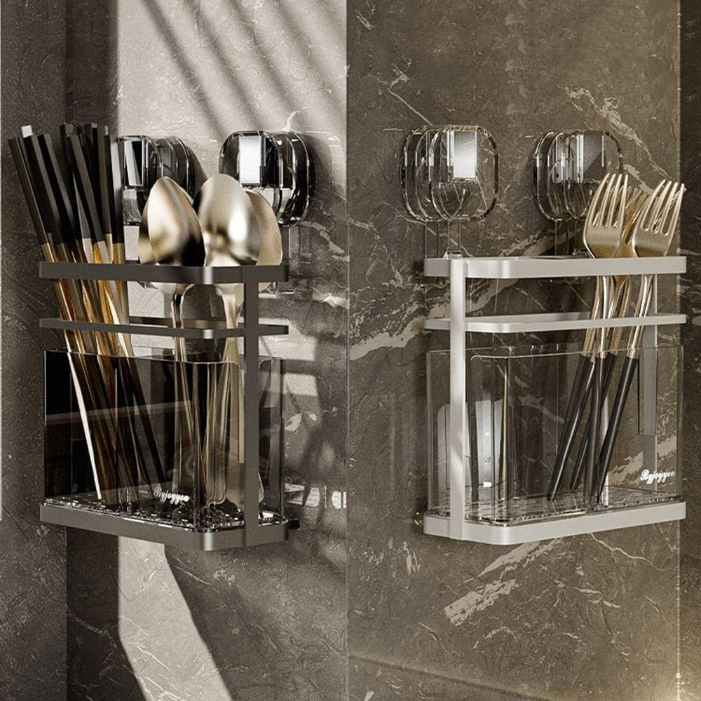 

Настенный органайзер для палочек для еды, железная клетка для палочек для кухни серый