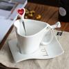 Creative Heart-Shaped Ceramic Cups, Couple Mugs, European Coffee Cup Set, Wedding Gifts, Drinkware Saucers, A Pair, 180ml