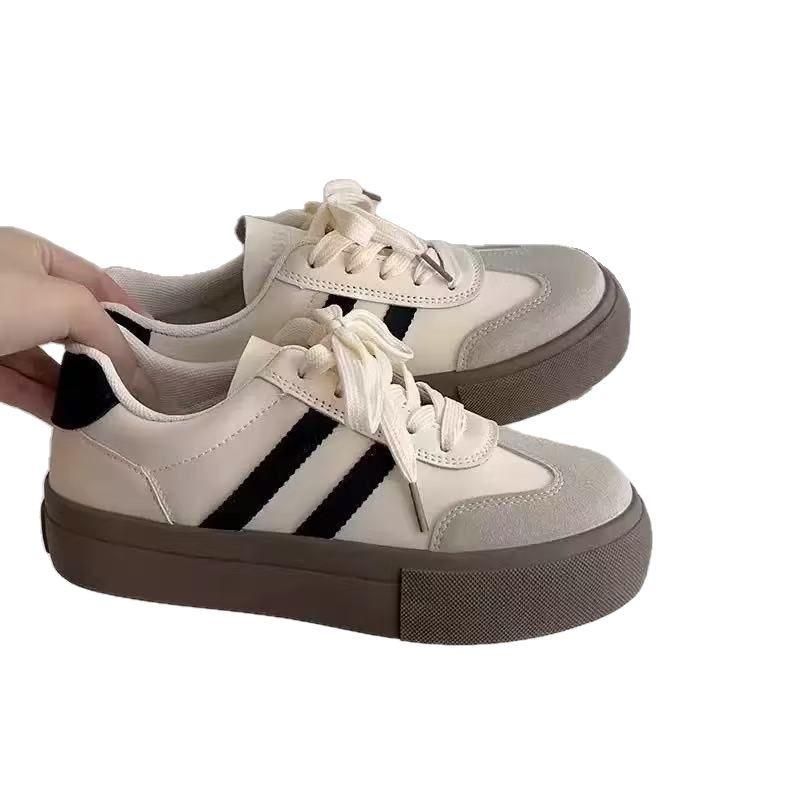 Versatile German training shoes for women in spring and summer 2025 thick soled white shoes  casual sports board shoes