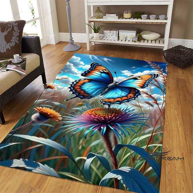 Dreamy Purple Butterfly Pattern Rugs for Living Room Bedroom Area Rugs Child Room Play Rug Cartoon 3D Printing Kids Game Mats001