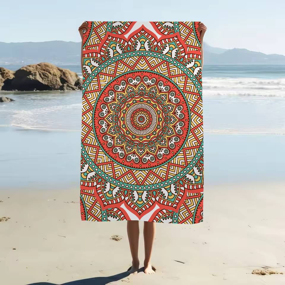 Classical Floral Pattern Bath Towel Microfiber Soft Water Absorbing Breathable For Girl Kids Decorative Cartoon Beach Towel