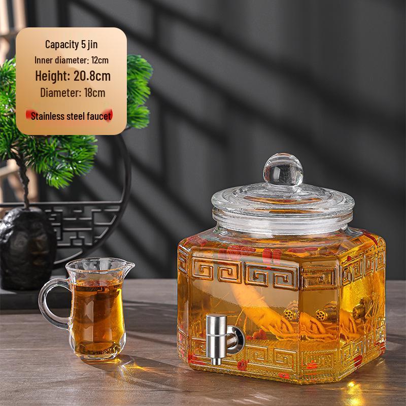 Luxury Sealed Wine & Baijiu Soaking Jar with Faucet for Household Use