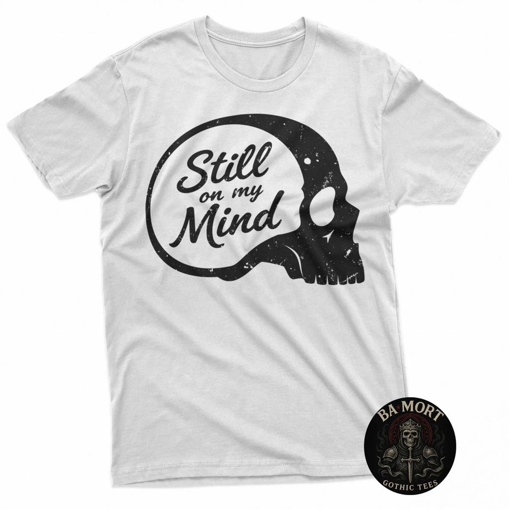 Still On My Mind Black Skull 100% Cotton T-shirt Mens Tees Top