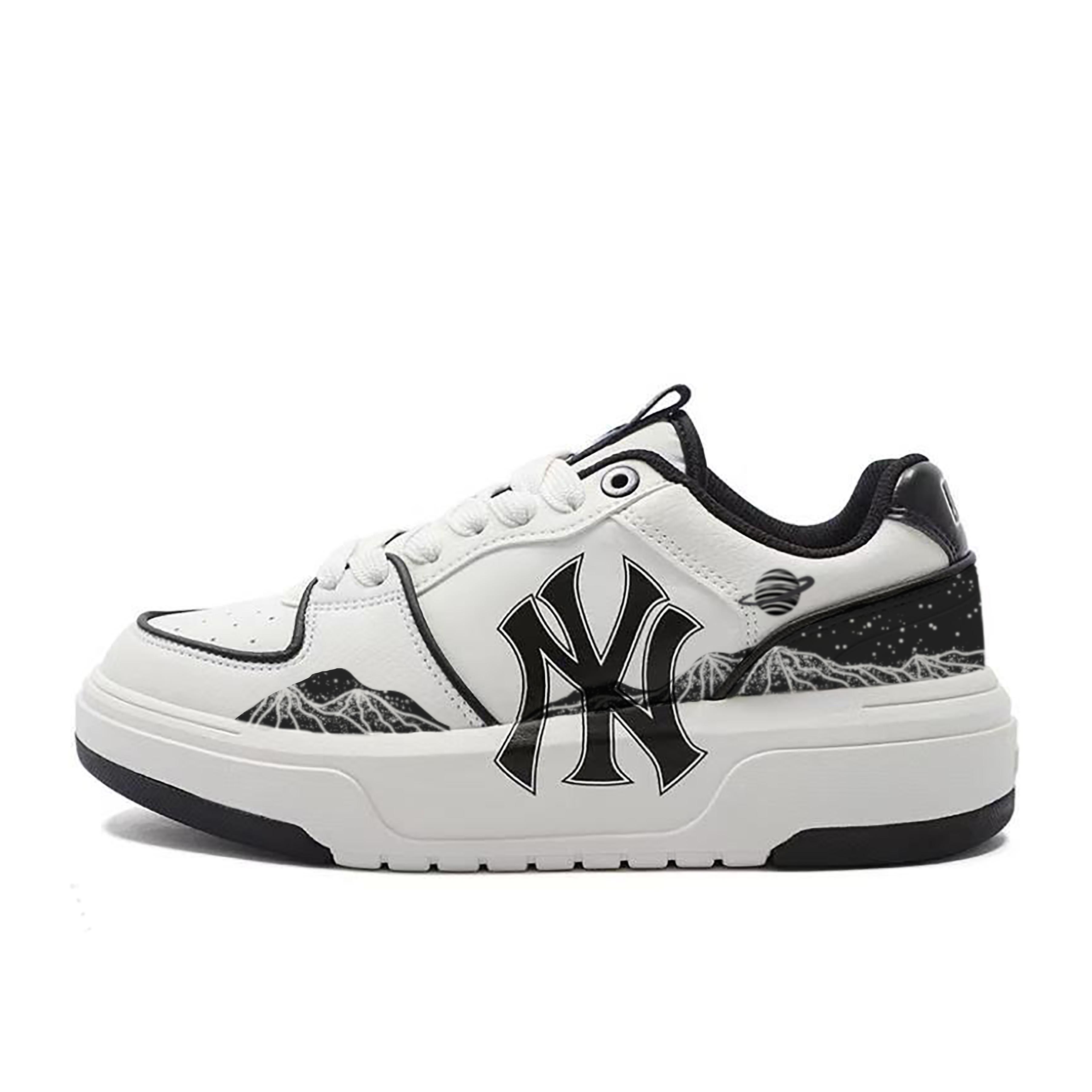 

MLB Chunky Liner PU Lightweight And Breathable Low top Skateboard Shoes Unisex Black White 3ASXCA12N-50WHS(Team-) 38.5