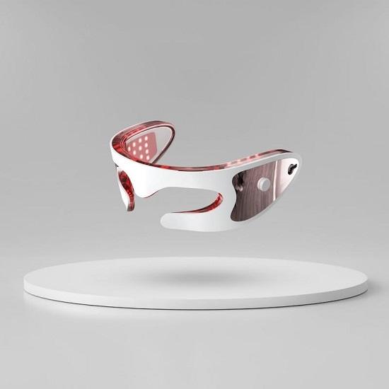 I-CONIC Smart Electric Eye Massager LED Mask Red Light Therapy For Face Sonic Vibrations Smooth Fine Lines,Depuff Refresh Tired Eyes Anti-Aging