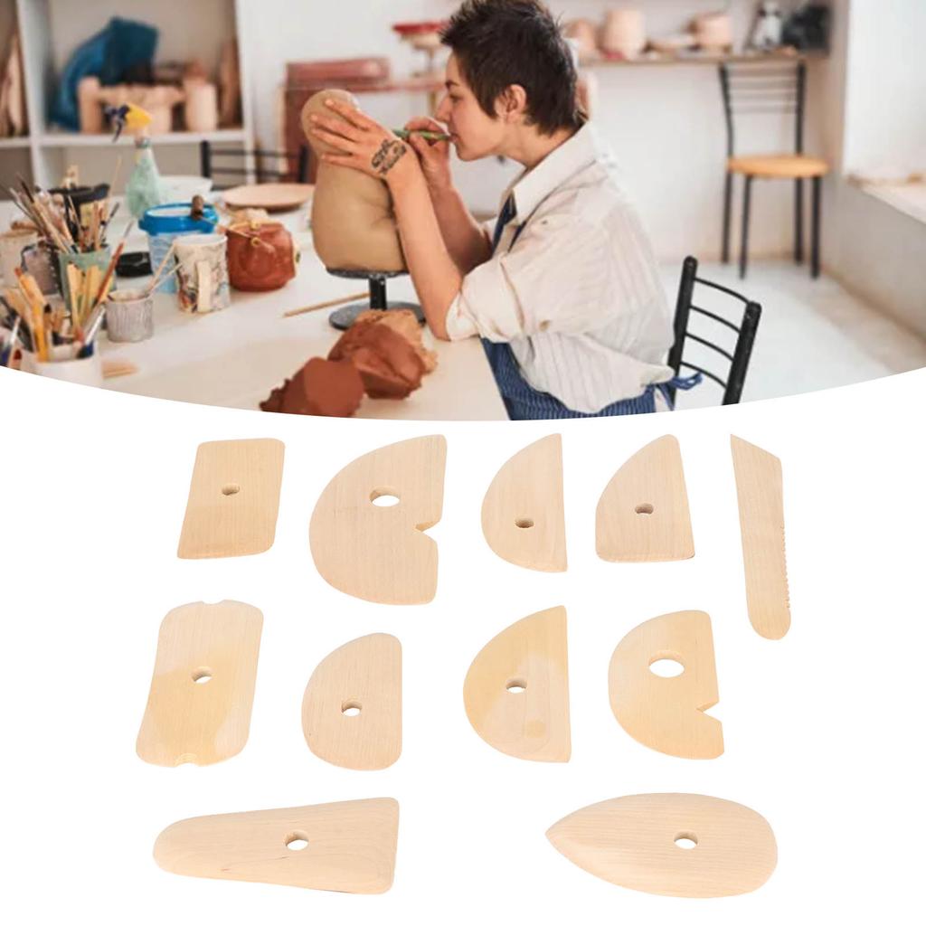 11pcs Pottery Trimming Tool Professional Wood Pottery Foot Shaper Tool for Carving Clay Molds Clay Ceramics