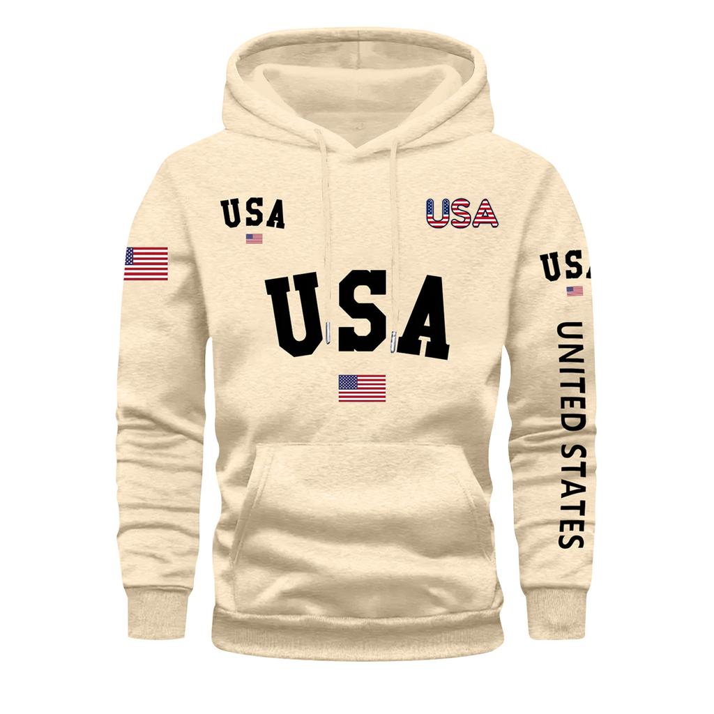 Men's Large Size Solid Color Printed Sweatshirt Set Men's Casual Sports Suit Sweatshirt Set