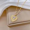 Full Diamond Love Light Luxury Temperament Gorgeous Full Diamond Necklace Female Versatile Collarbone Chain Titanium Steel Chain