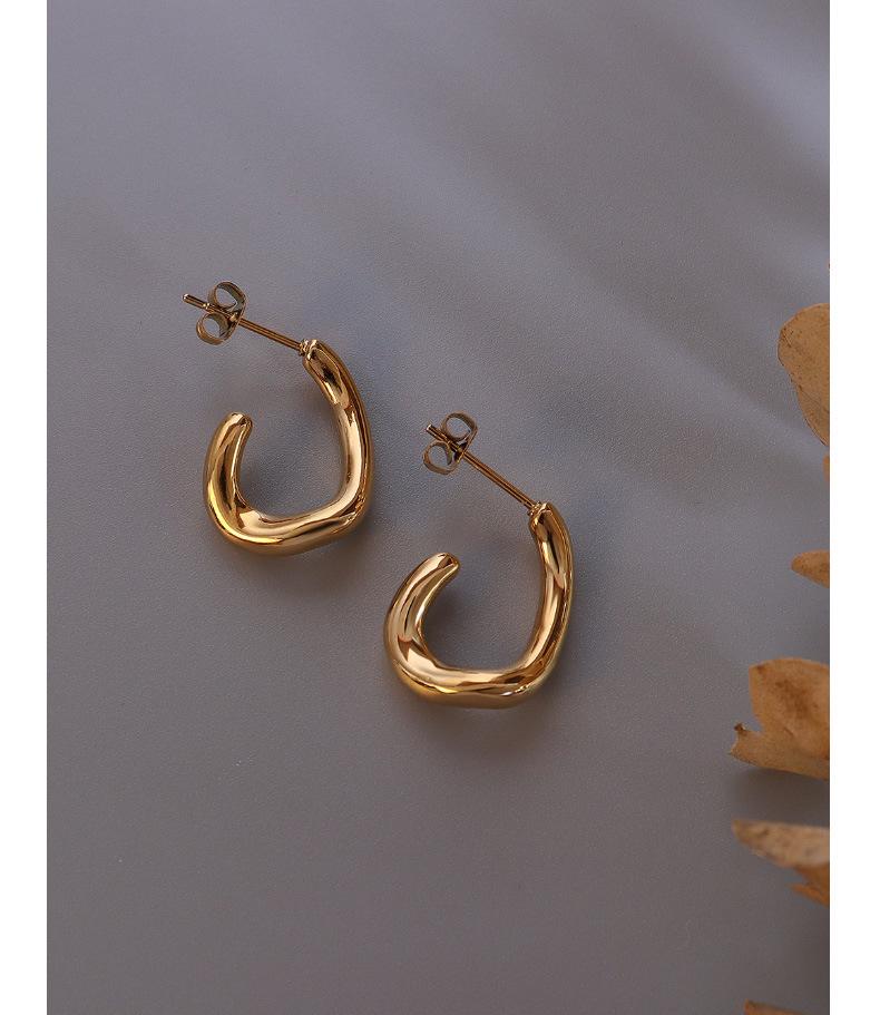 18K Gold-Plated Titanium Steel C-Shaped Slimming Earrings