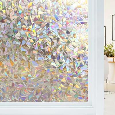 Window Privacy Film Rainbow Static Cling Stained Glass Film Window Covering Sticker - Non-Adhesive Removable Reflective for Home