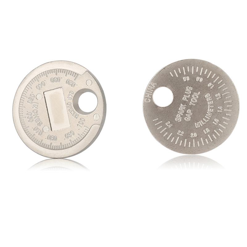 1PC Spark Plug Gap Measurement Tool Coin-Type Spark Plug Gage Gap Tool 0.6-2.4mm Range Feeler Spark Plug Gage Caliber Measure