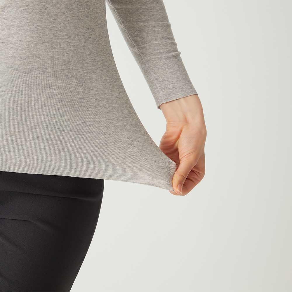 Gunze HOTMAGIC MH7846P Long Sleeve Cotton Fleece Gray Motif Women's Innerwear, Blend, Lining, Moisture-Wicking, Heat-Generating,