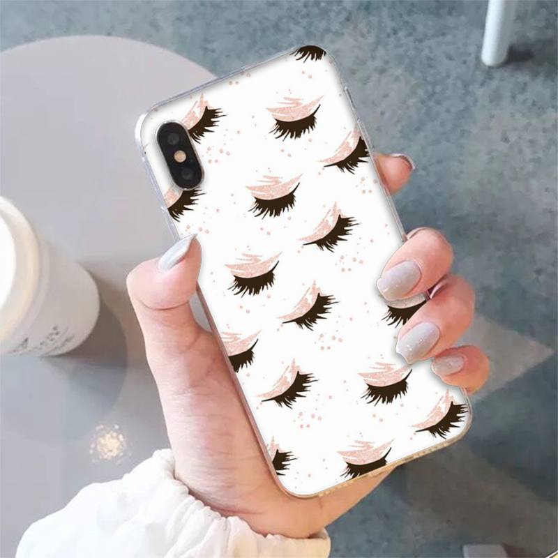 Eyelash pattern And Eyebrow Drawing Phone Case for iphone 13 8 7 6 6S Plus X 5S SE 2020 XR 11 12 mini pro XS MAX