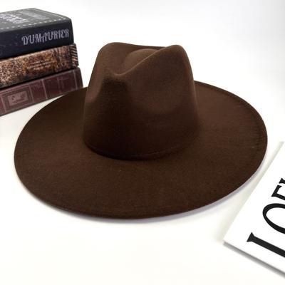 Wind Monochrome Light Board Men'S And Women'S Hats Simple Woolen Flat Brim Big Edge Jazz Hat