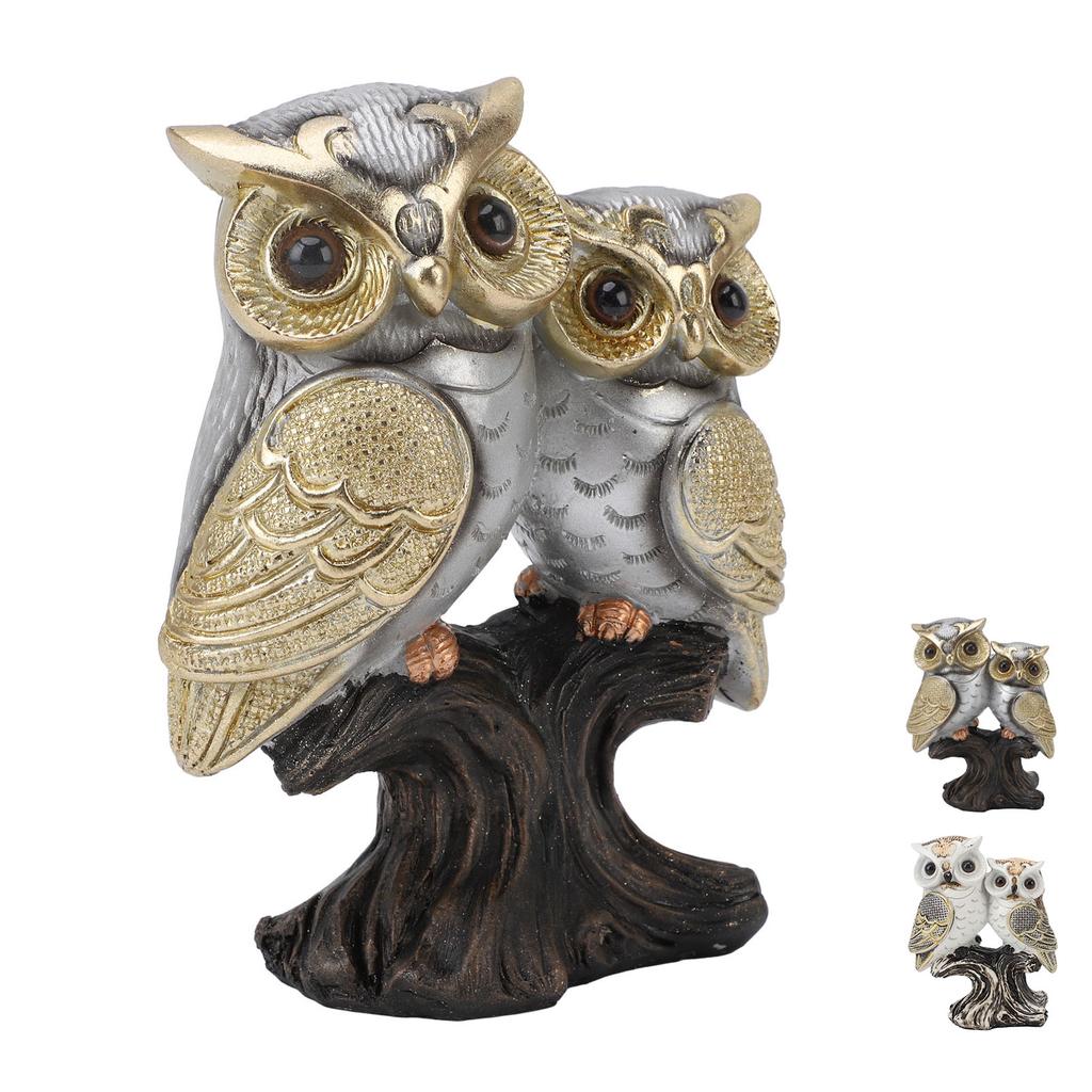 Owl Figurine Resin Lifelike Artistic Decorative Standing Owl Statue Ornament for Garden Living Room