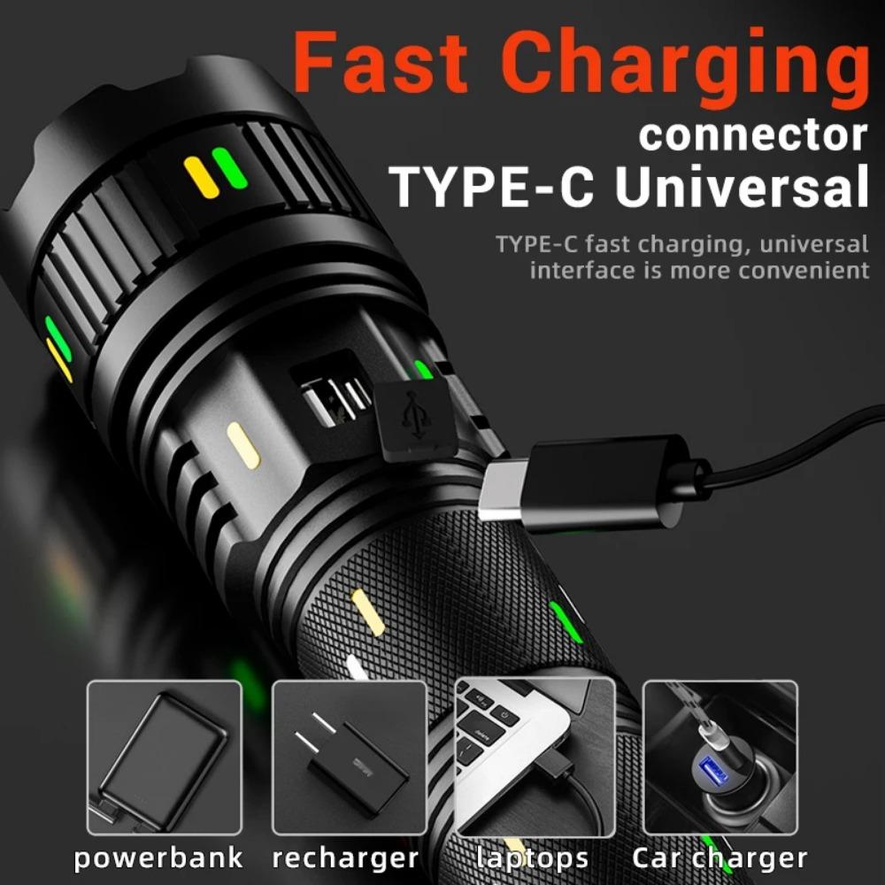Super Bright White Laser Flashlight Use 4*181350Battery Rechargeable Powerful Al Alloy Torch Waterproof Zoom LED Flashlight