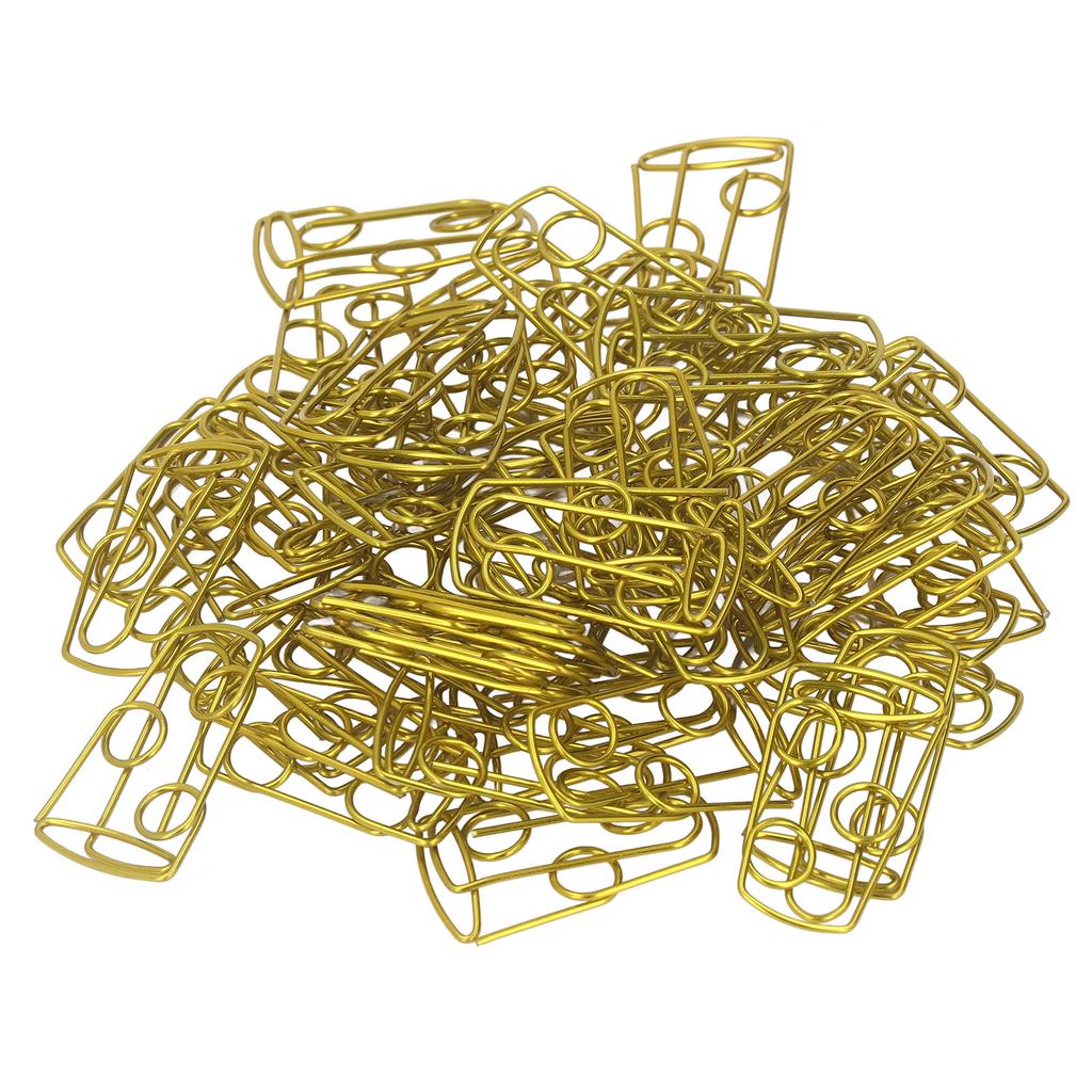 50 Pcs Paper Clips Coffee Cup Shape Office Home Plastic Coated Wire Golden Yellow Paper Clips for Notebook Bookmark