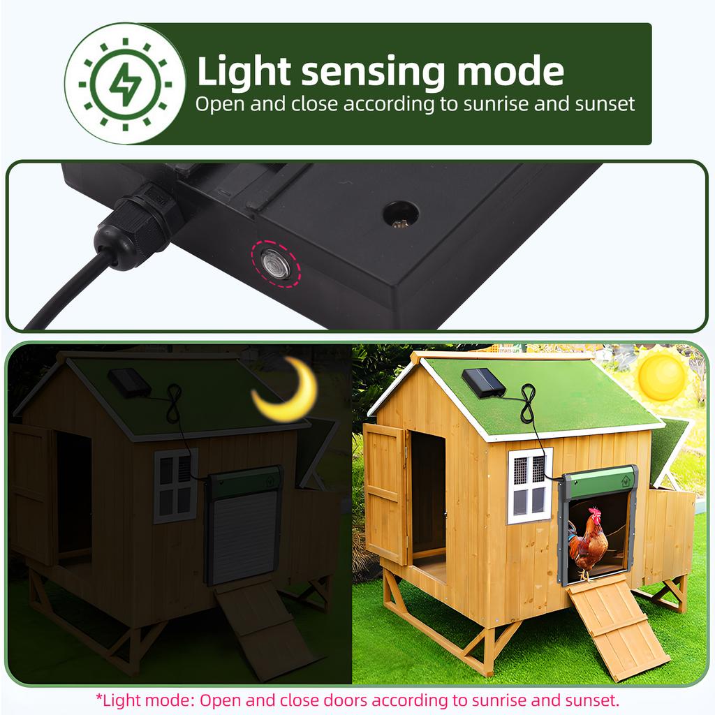 Automatic Chicken Coop Door Solar Powered Chicken Door with Timer   Light Sensor   Remote Control   Manual Mode