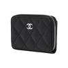 CHANEL classic zipper grain embossed silver buckle calfskin with metal wallet female black