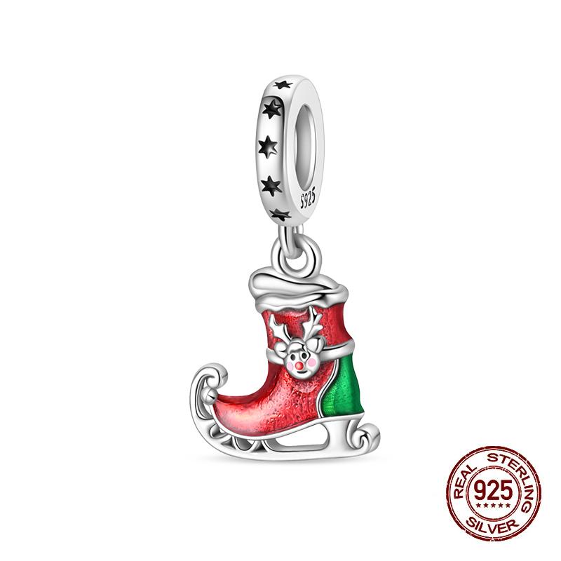 Winter Charms Copper Elk Bear Santa Claus Charms Beads Fit Original Bracelets For Women Diy Festival Jewelry Gifts