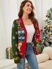 Hot-Selling Autumn/Winter Long Sleeve Color Block Jacquard Christmas Cardigan 
