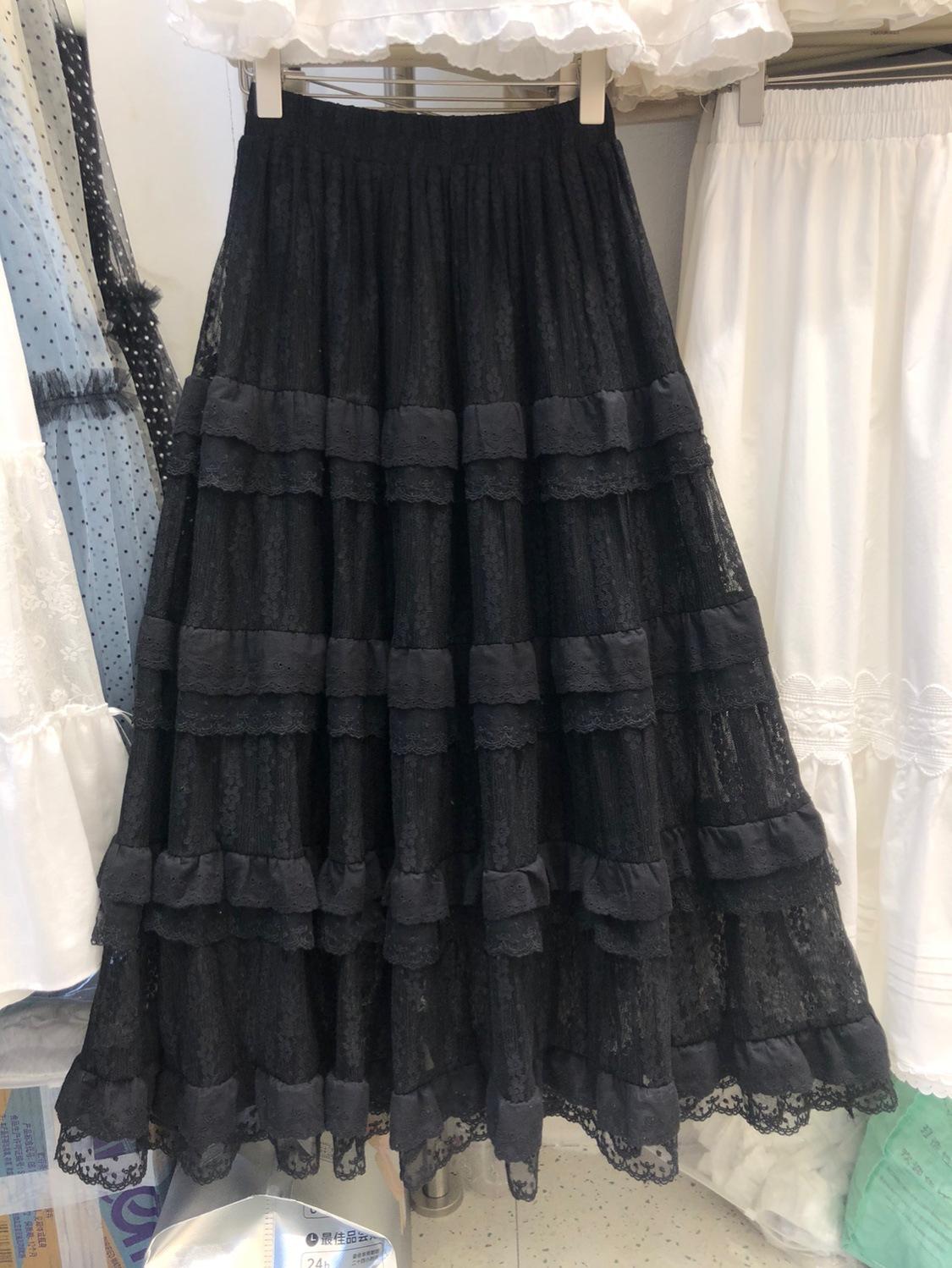 

Ранняя весна, новый модный и свежий девичий стиль, эластичная талия, подол, сращивание кружева, свободная и тонкая юбка one size fits all