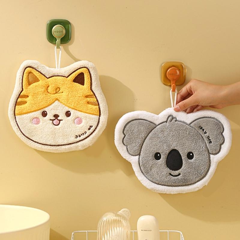 Animal Themed Kids Hand Towels Soft Absorbent Polyester Quick Drying for Kitchen and Bathroom